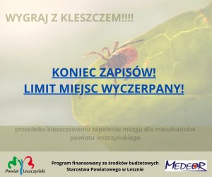 Szczepienia przeciwko kleszczowemu zapaleniu mózgu – zapisy zakończone