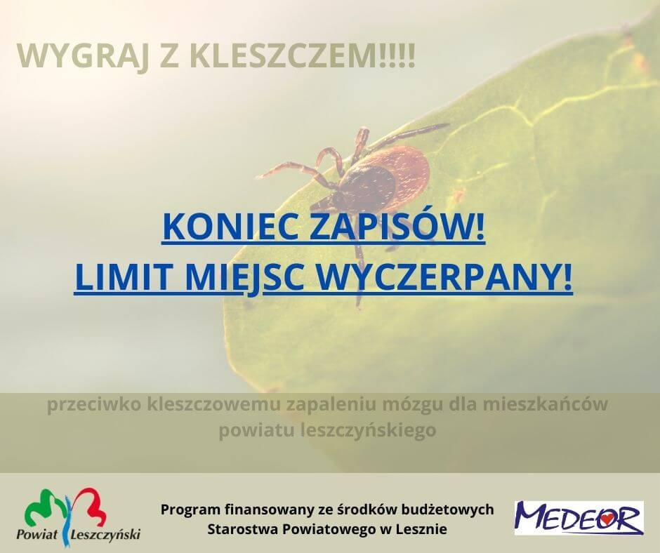 Szczepienia przeciwko kleszczowemu zapaleniu mózgu – zapisy zakończone