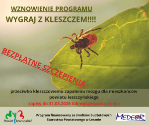 BEZPŁATNE szczepienia przeciwko kleszczowemu zapaleniu mózgu