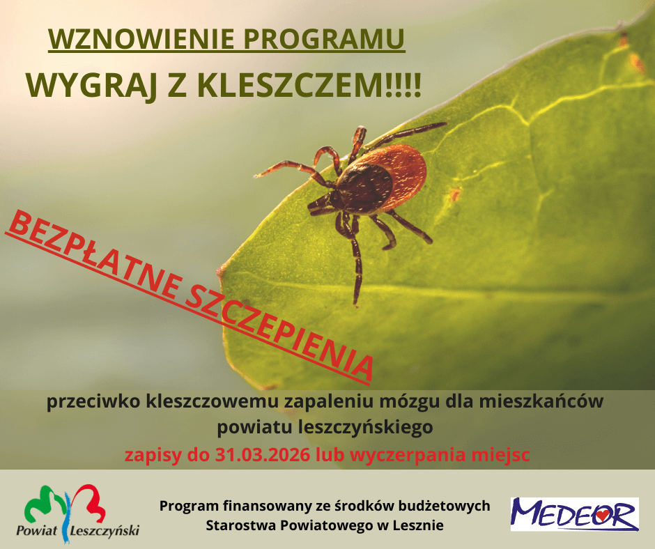 BEZPŁATNE szczepienia przeciwko kleszczowemu zapaleniu mózgu